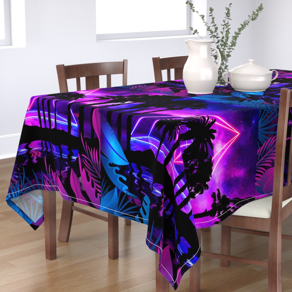 Neon palms landscape: Pyramid — synthwave, aesthetic, retrowave Rectangular Tablecloth