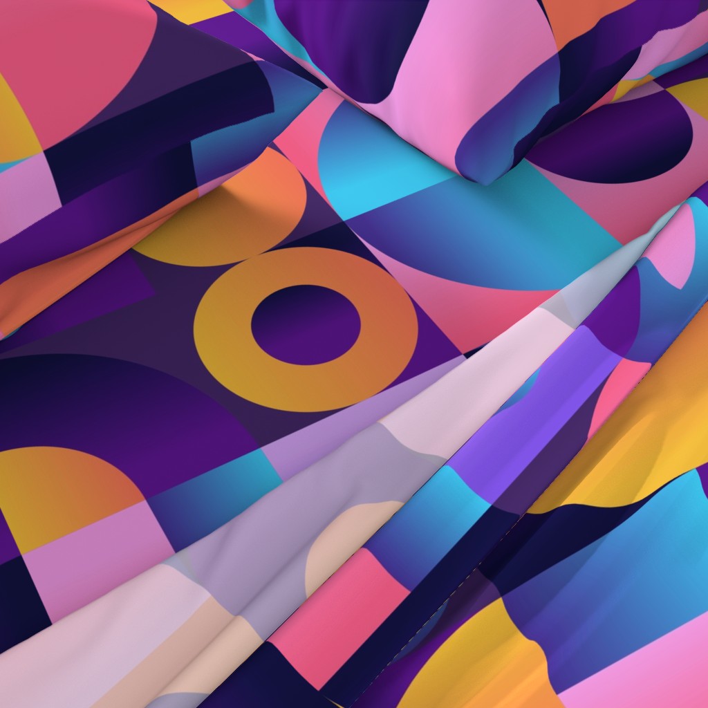 Synthwave Bauhaus Neon art 1 (dark purple-pink) Sheet Set