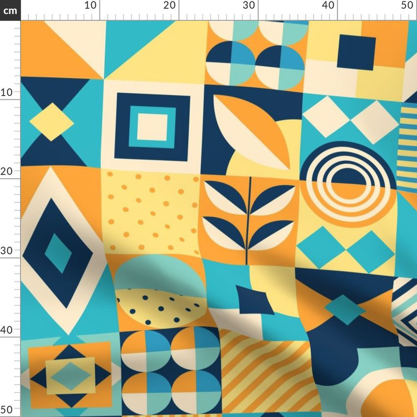 Tiles 231 Bauhaus Azulejo Fabric