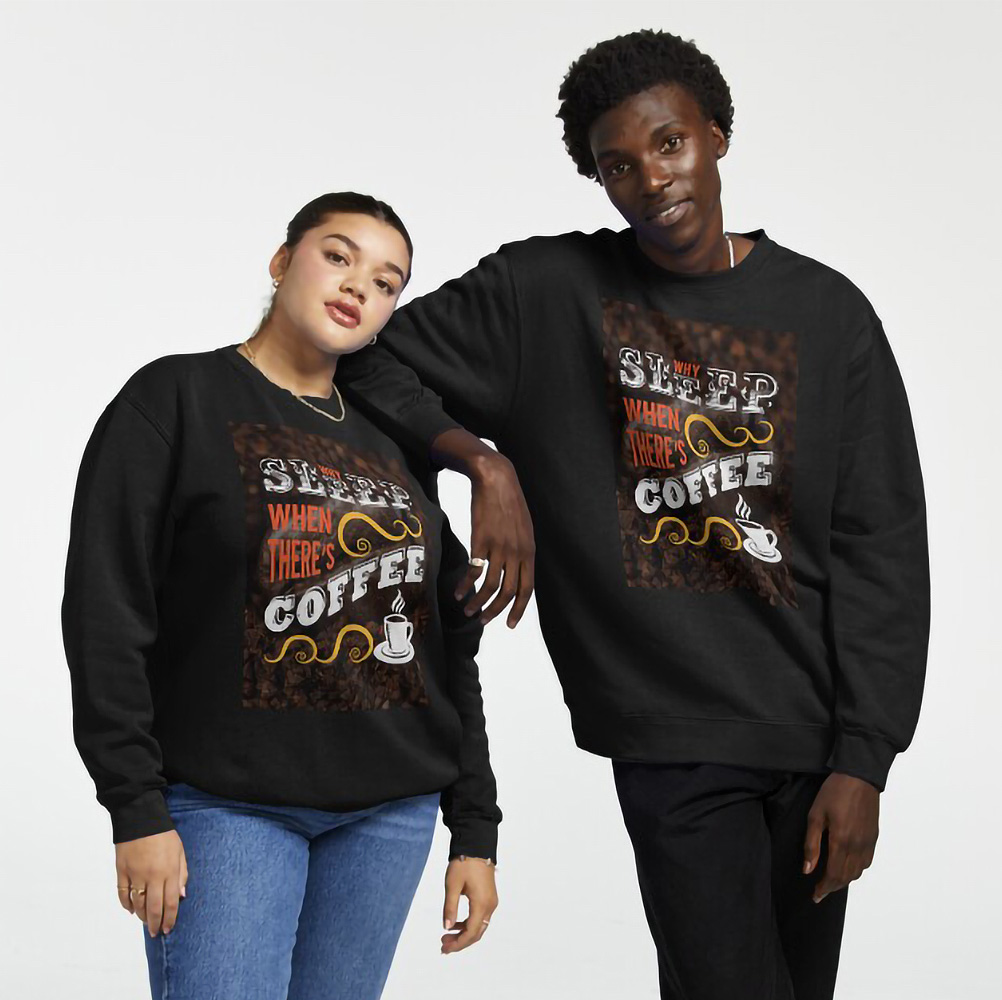 Coffee Lettering Poster Print, Good Morning Coffee Poster, Coffee Lover Gift — ⭐Hi-Res coffee poster Pullover Sweatshirt