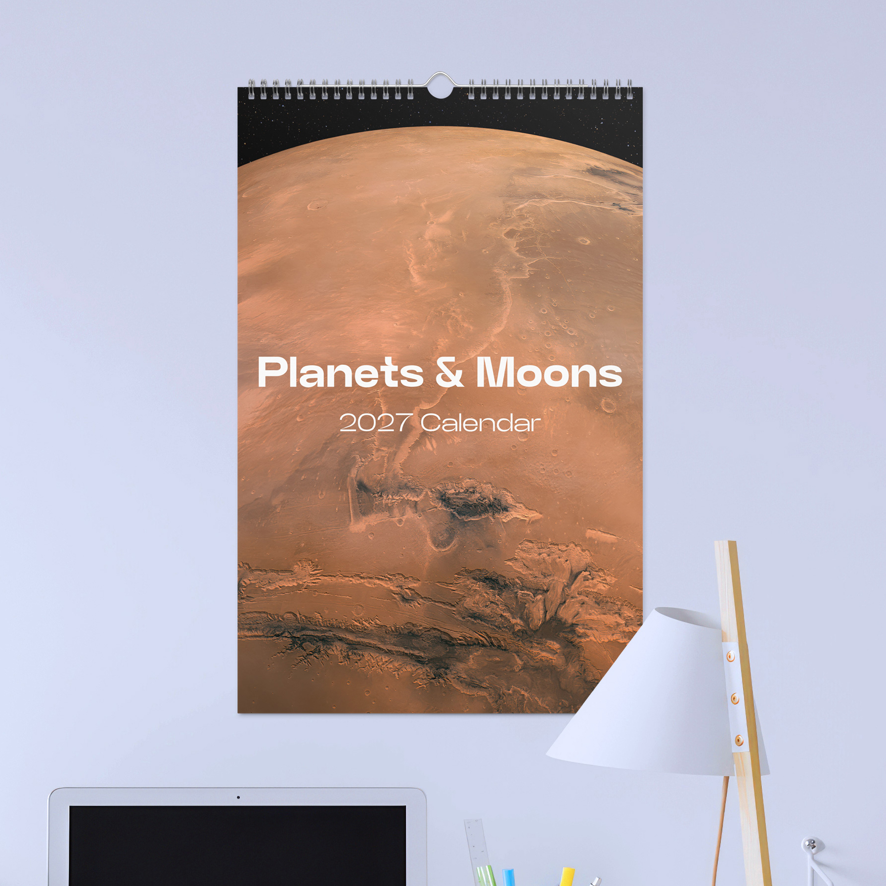 Planets & Moons, Calendar 2027 – NASA Space wall decor