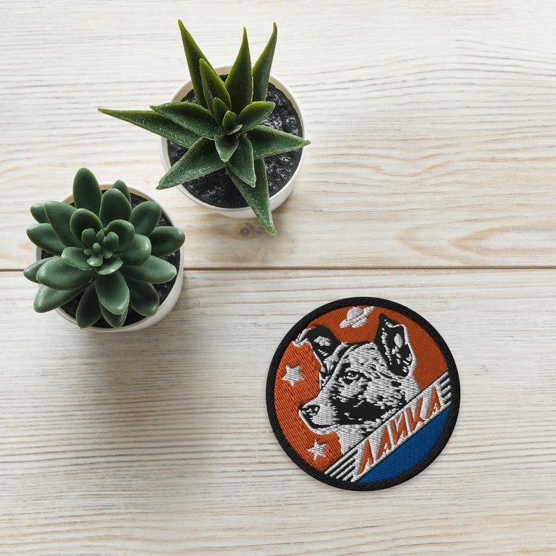 Laika patch, Soviet vintage space — embroidered patch