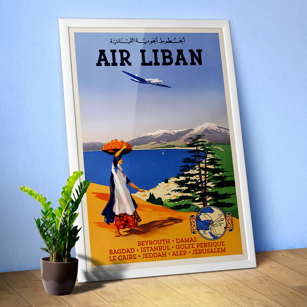 Air Lebanon/Air Liban, Lebanon, Beirut, 1950s — retro vintage travel poster