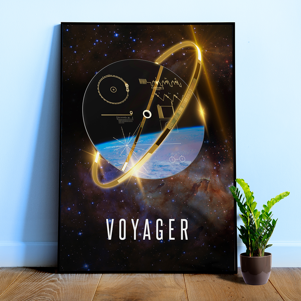 Voyager 1 Golden Record, 3D, NASA — Space poster