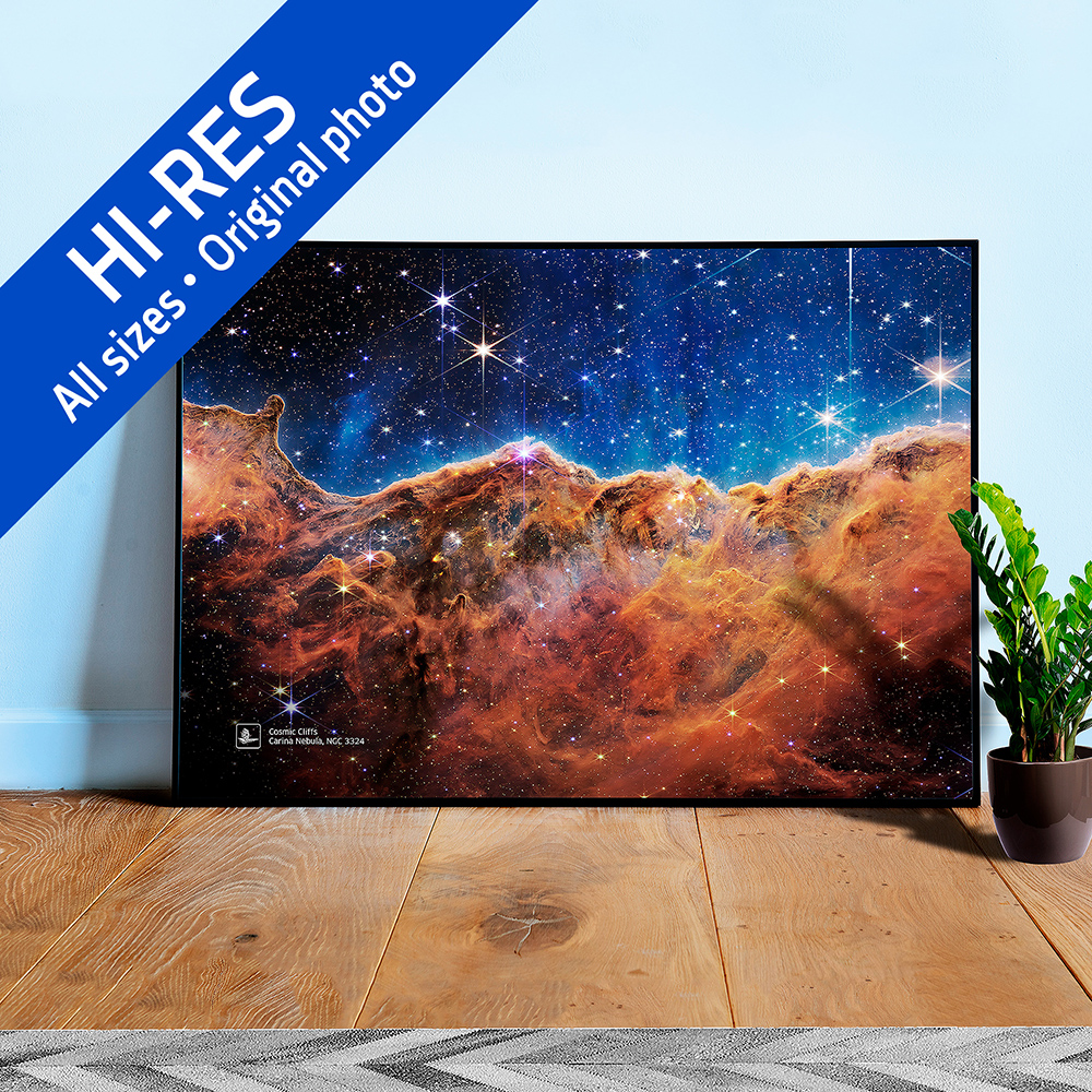Cosmic Cliffs, Carina Nebula, NGC 3324 (James Webb/JWST) — space poster