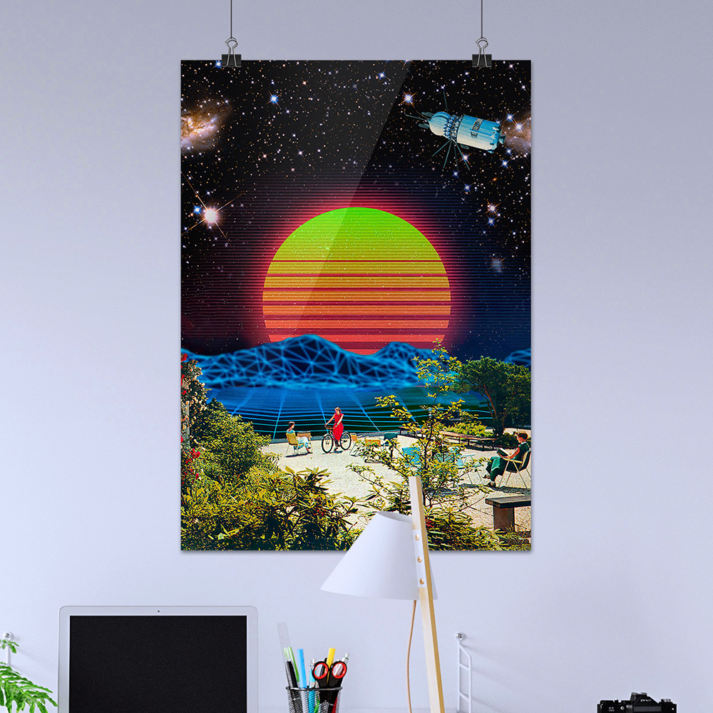Synthwave space vintage retro collage — space vintage retro collage art 50s