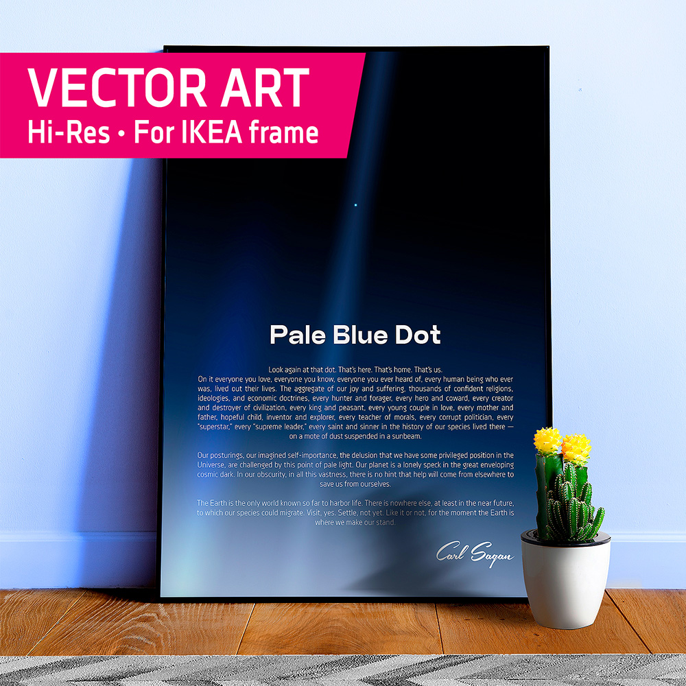 Pale Blue Dot poster, NASA Voyager 1 with Carl Sagan — Space poster, science art