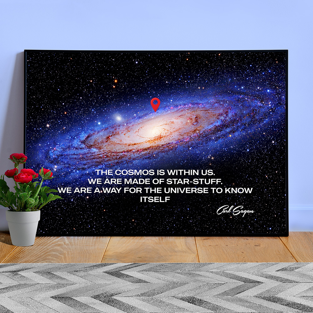 You are here map: Milky Way galaxy map, Carl Sagan quote — space poster