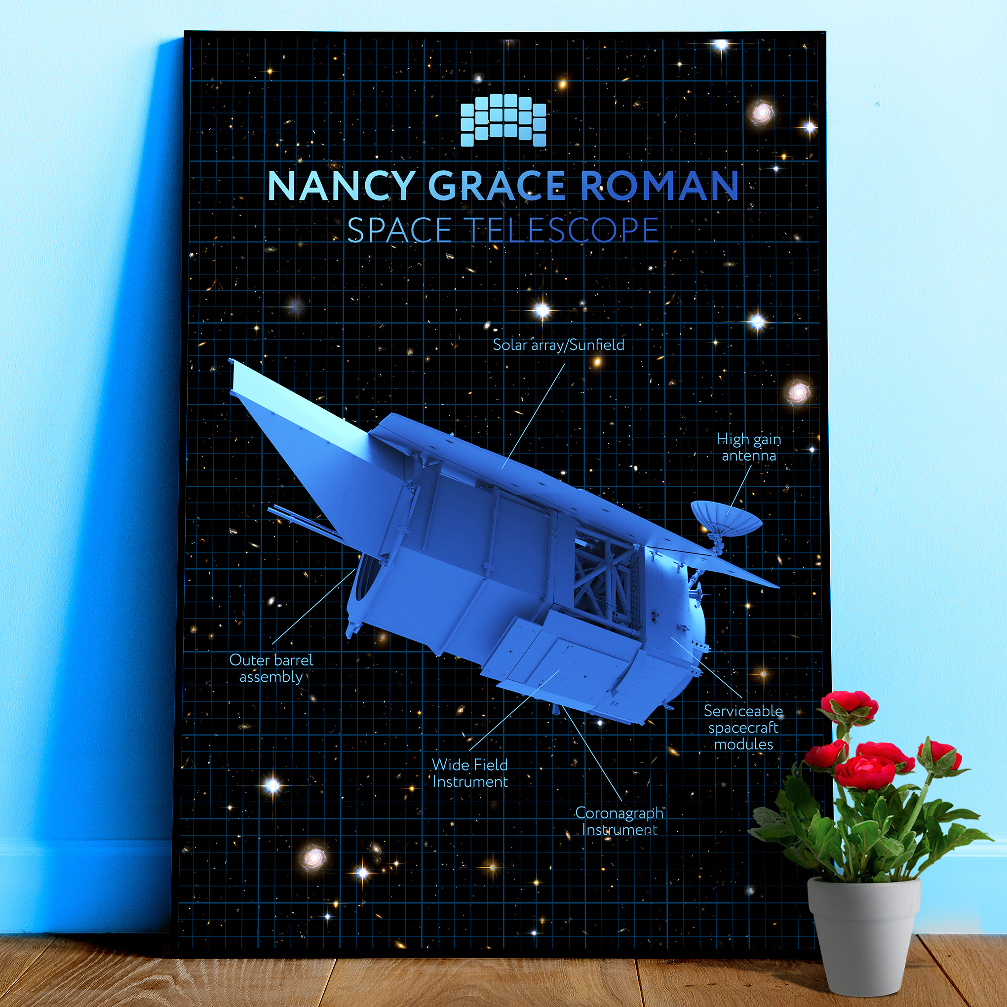 Nancy Grace Roman Telescope Blueprint Poster — NASA NGRST Space Print