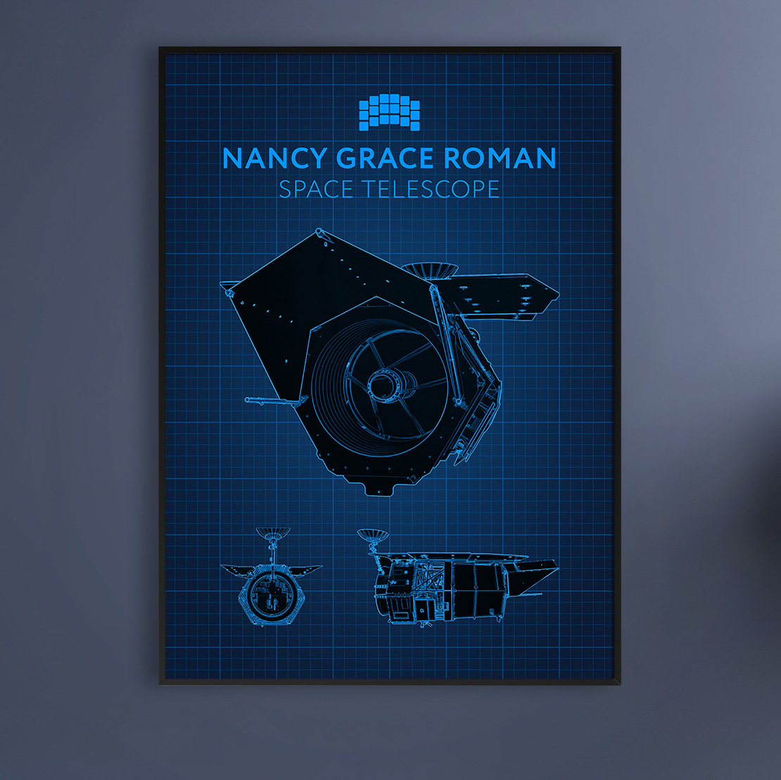 Nancy Grace Roman Telescope Blueprint Poster
