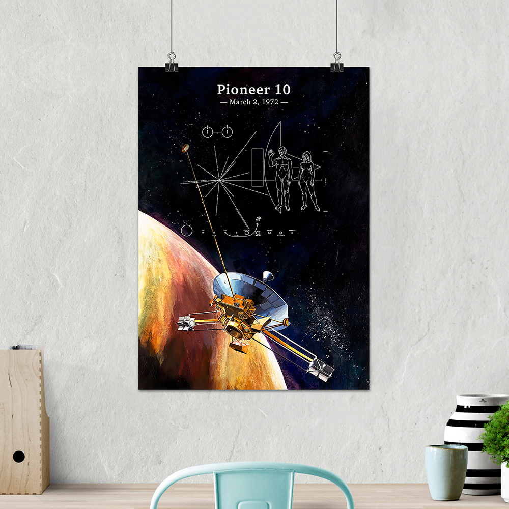 Pioneer 10 NASA Jupiter plaque — Space poster, science poster