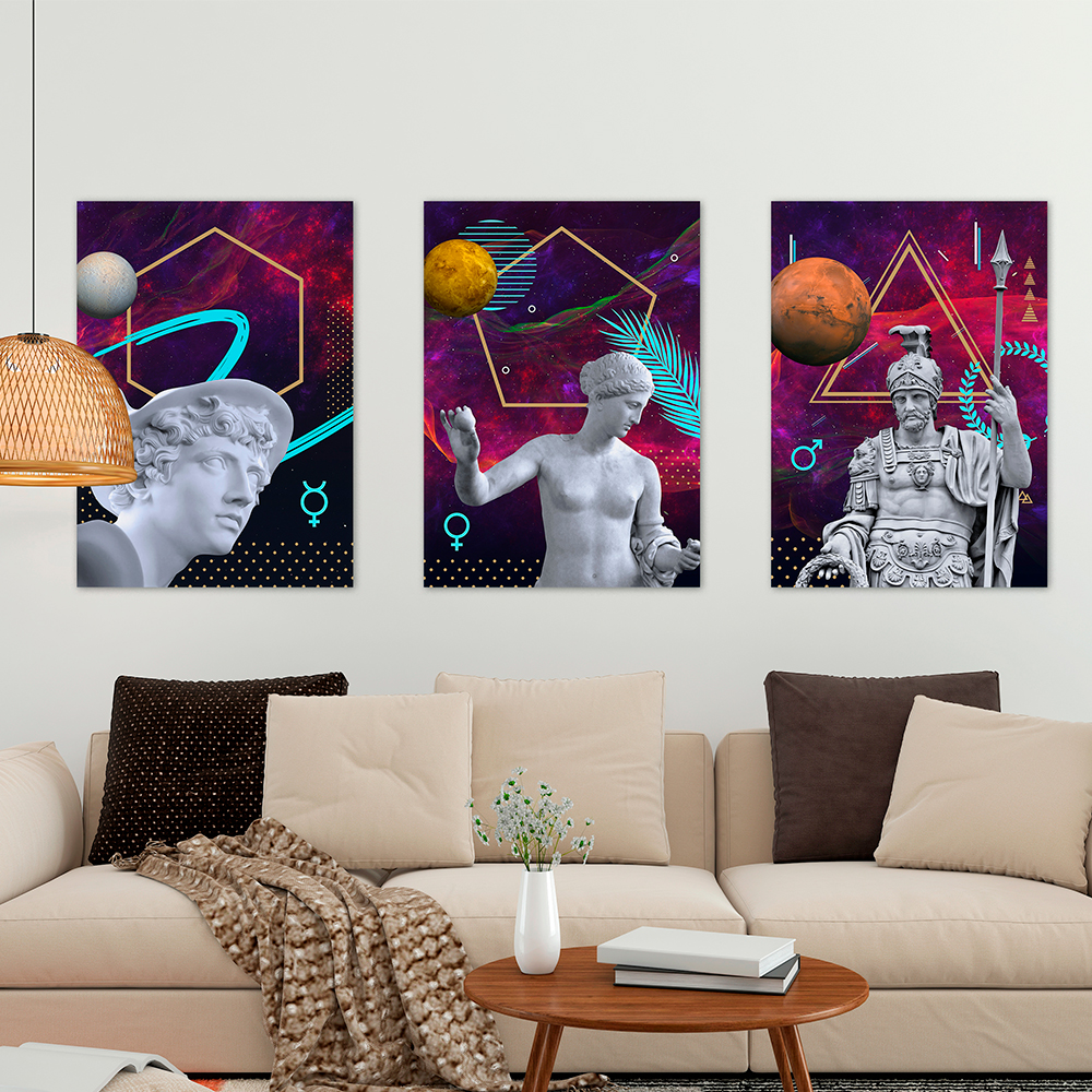 Vaporwave poster: Gods and Planets, Mars (Ares) [synthwave/vaporwave/retrowave/cyberpunk] — aesthetic poster, retrowave poster, neon poster