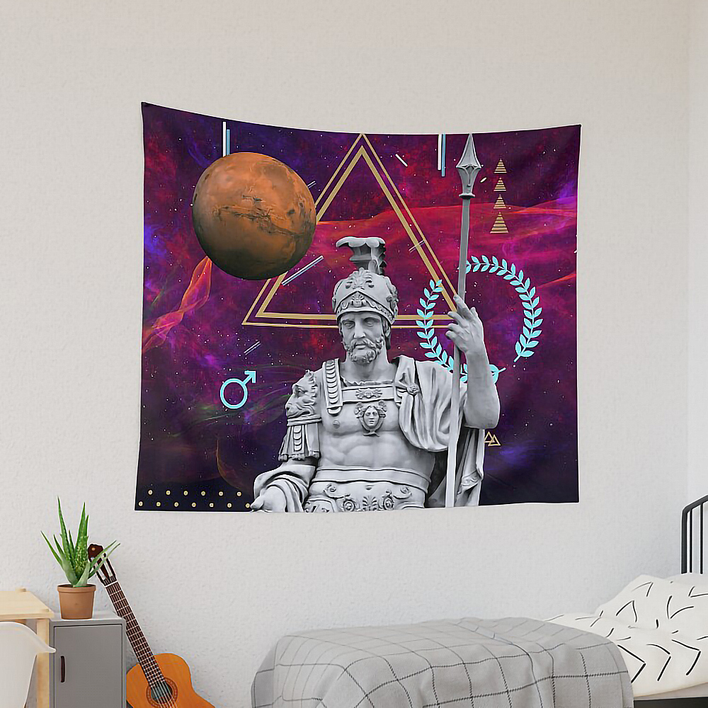Ancient Gods and Planets: Mars (gr.: Ares) [synthwave/vaporwave/retrowave/cyberpunk] Tapestry
