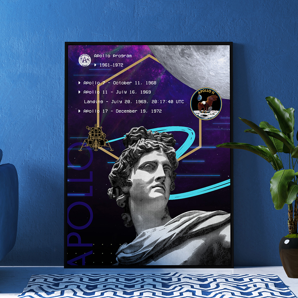 Synthwave NASA Apollo program (1961–1972) [synthwave/vaporwave/retrowave] — space poster