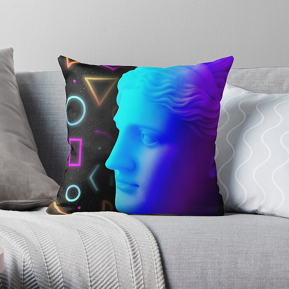 Ancient neon gods #4: Ceres/Demeter [synthwave/vaporwave/retrowave/cyberpunk] Pillow
