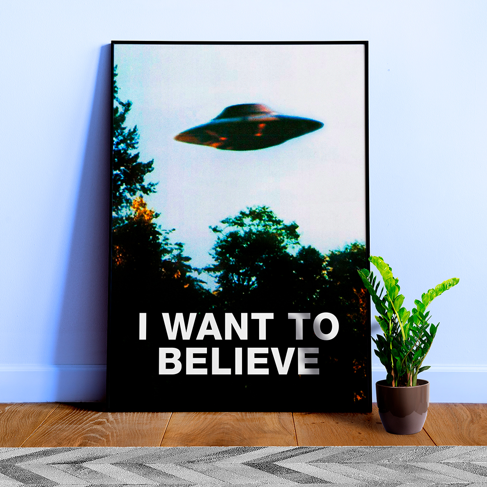 	I want to believe. Original poster, The X-Files poster (Ver. #2, Season 4-5, 1996-1997) — sci-fi poster, movie poster, space art print