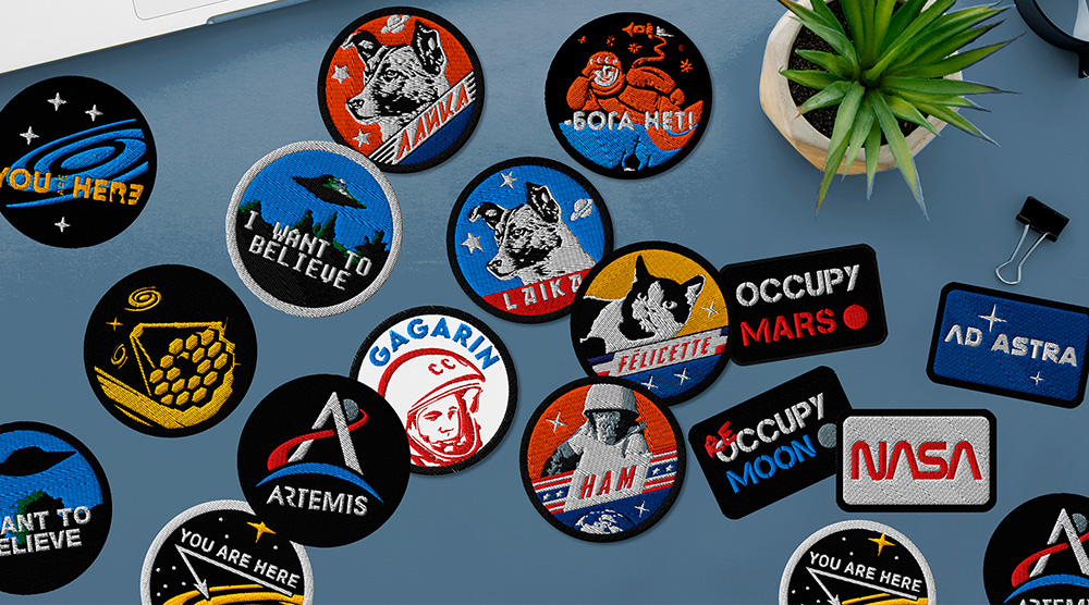 Space embroidered Patches